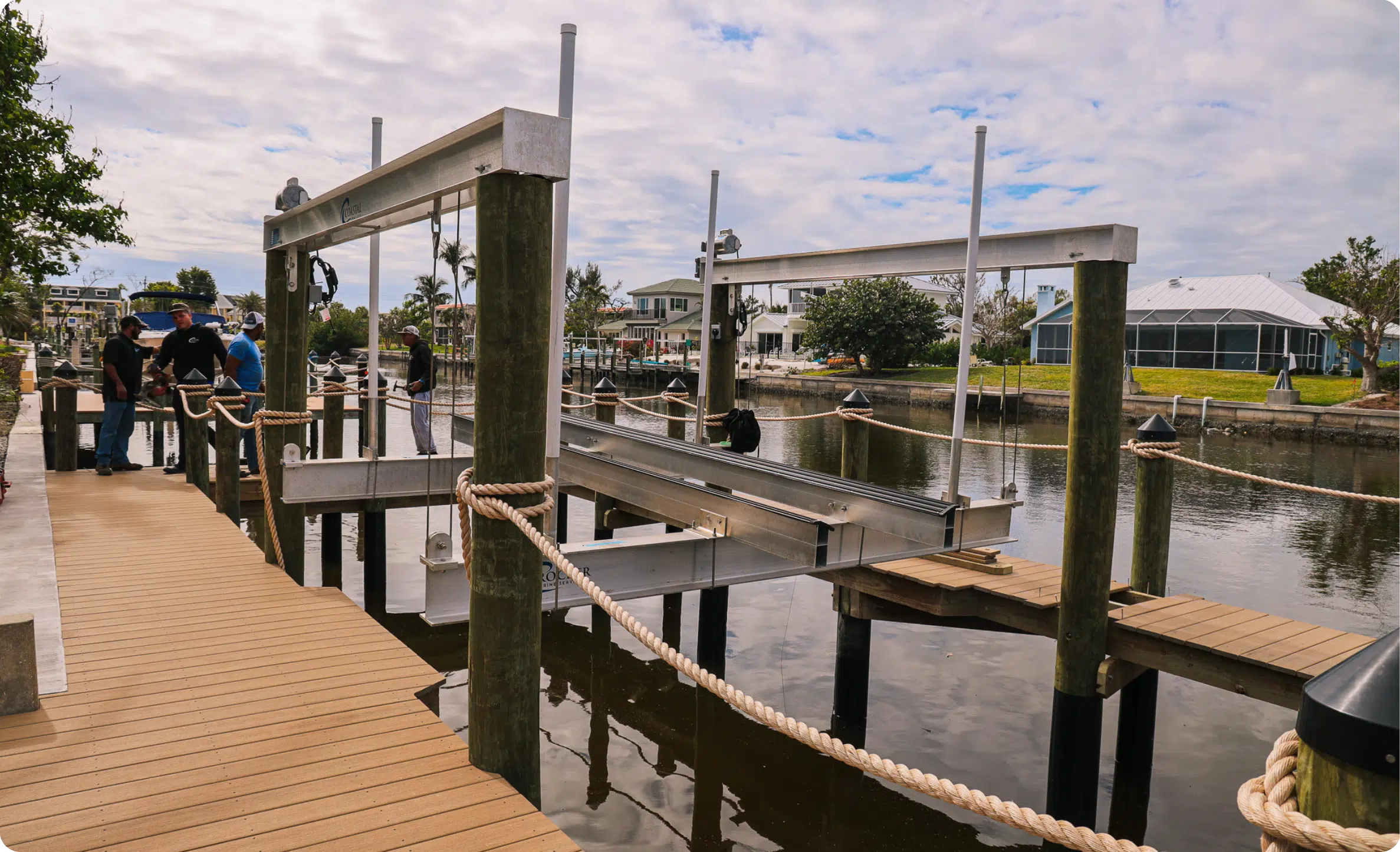 Premium Coastal Boat Lift Installation by Crocker Marine Services